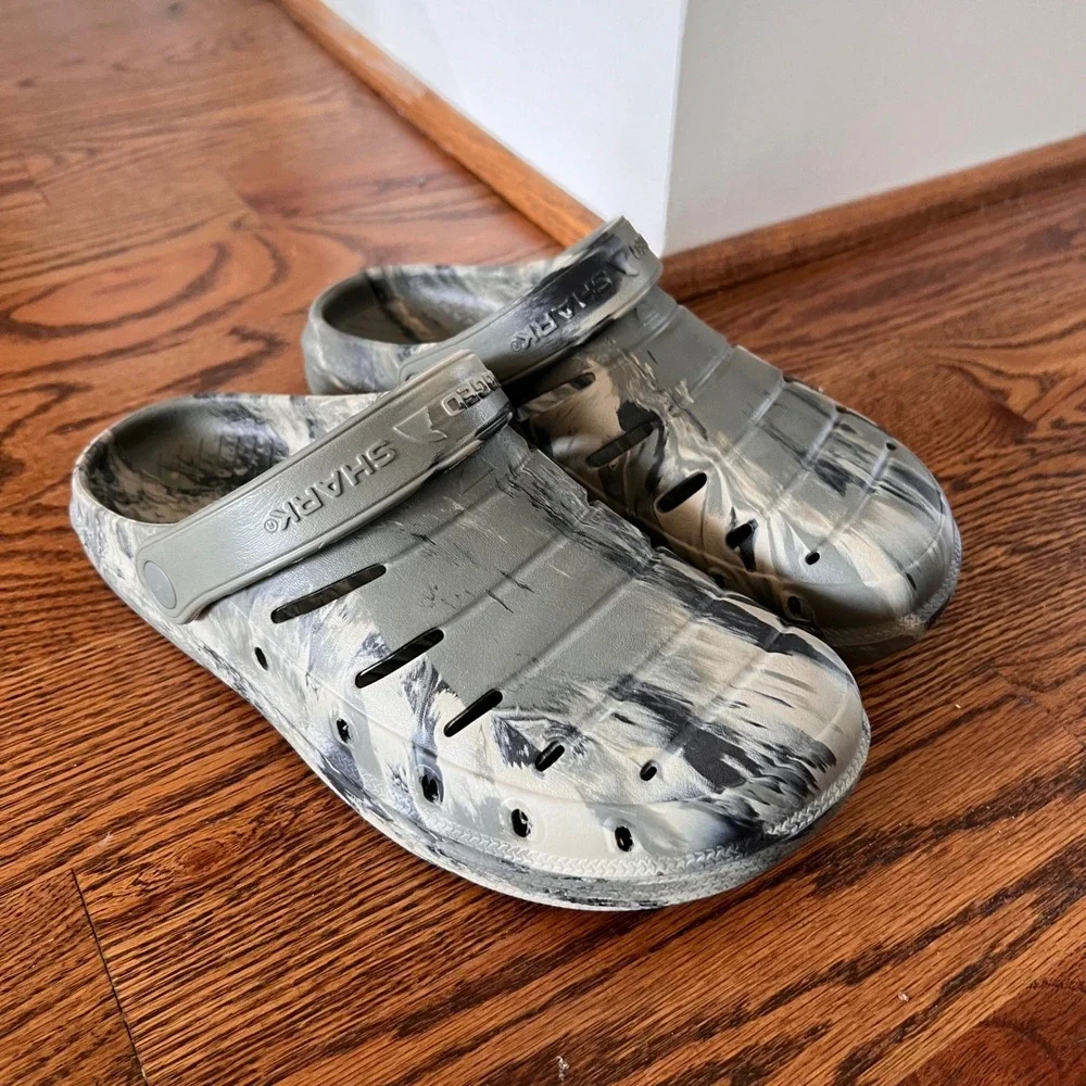 Rugged Shark Mens Grey Black Marble Clogs Slip On Water Shoes MNRS23SG736 9 NEW